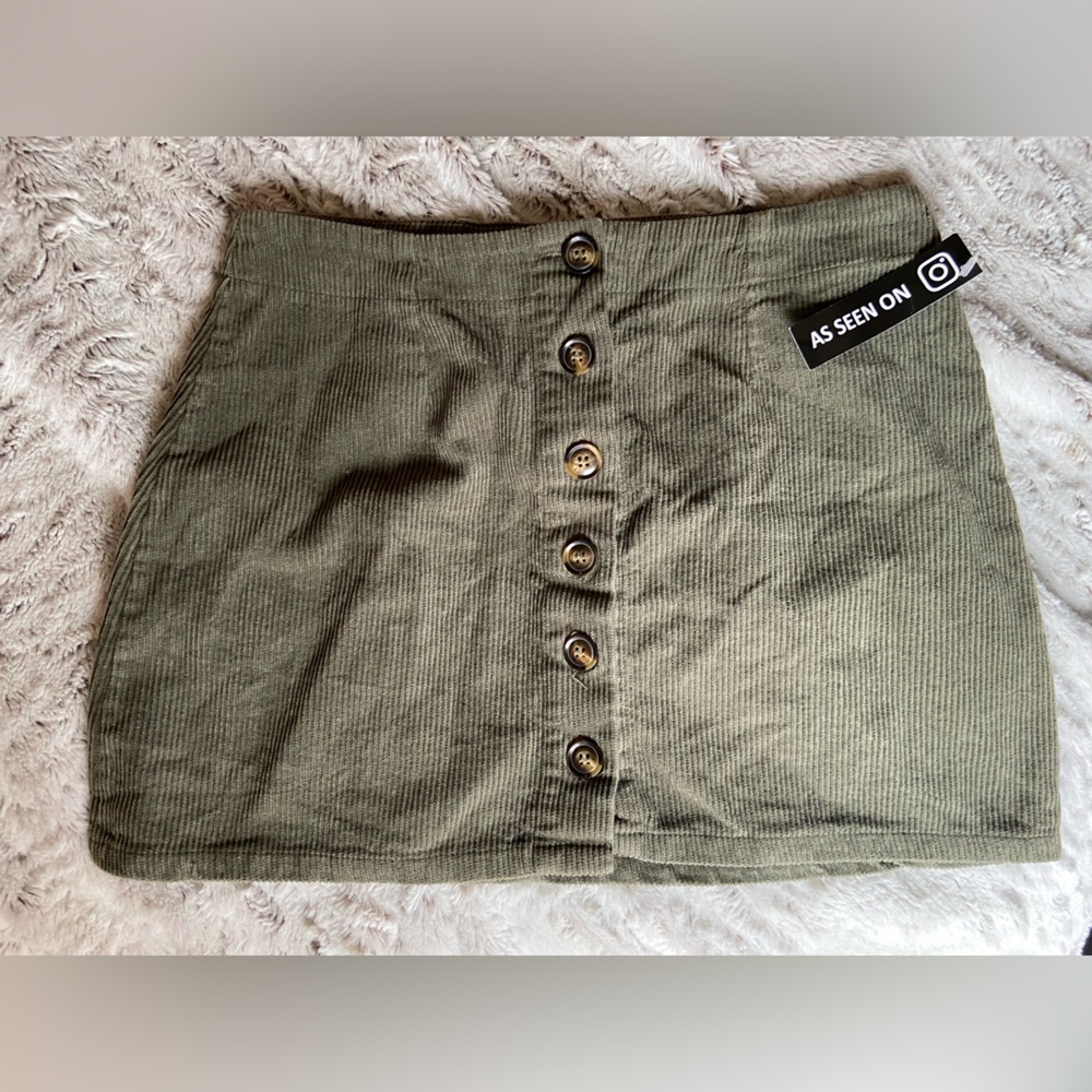 Wishful Park Button Down Green Skirt